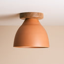Terracotta Element Flush Mount Ceiling Light in Ceramic and Oak