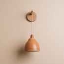 Terracotta Element Hanging Wall Light in Ceramic and Oak