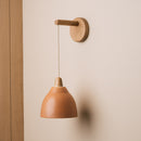 Terracotta Element Hanging Wall Light in Ceramic and Oak