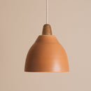 Terracotta Element Pendant Light in Ceramic and Oak