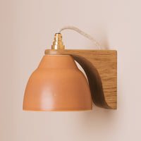 Terracotta Right-Angle Element Wall Light in Ceramic and Oak