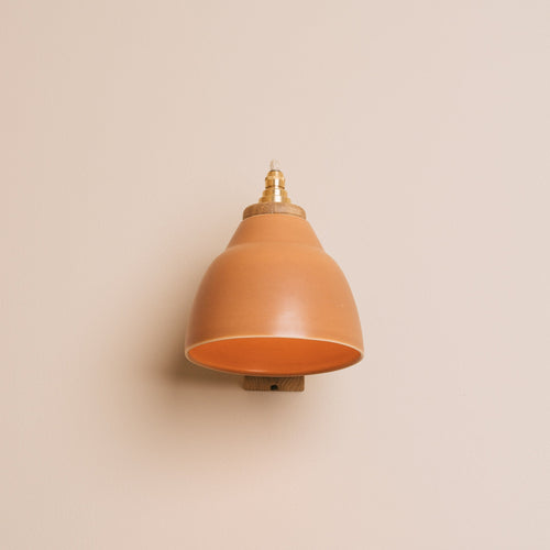 Terracotta Right-Angle Element Wall Light in Ceramic and Oak