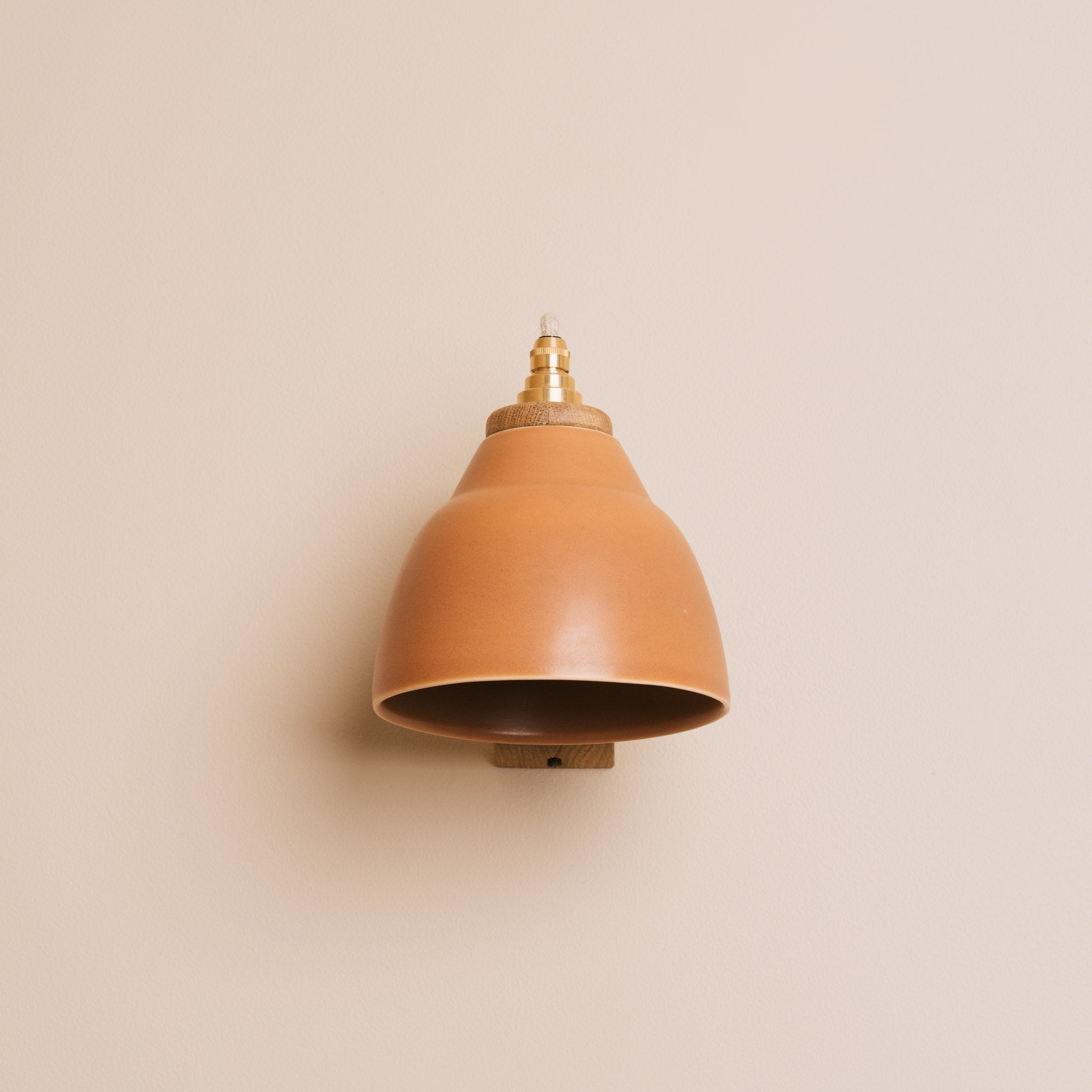 Terracotta Right-Angle Element Wall Light in Ceramic and Oak