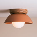 Terracotta Small Dawn Ceiling Light in Ceramic and Oak