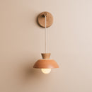Small Dawn Hanging Wall Light in Ceramic and Oak - Terracotta