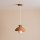 Terracotta Small Dawn Pendant Light in Ceramic and Oak