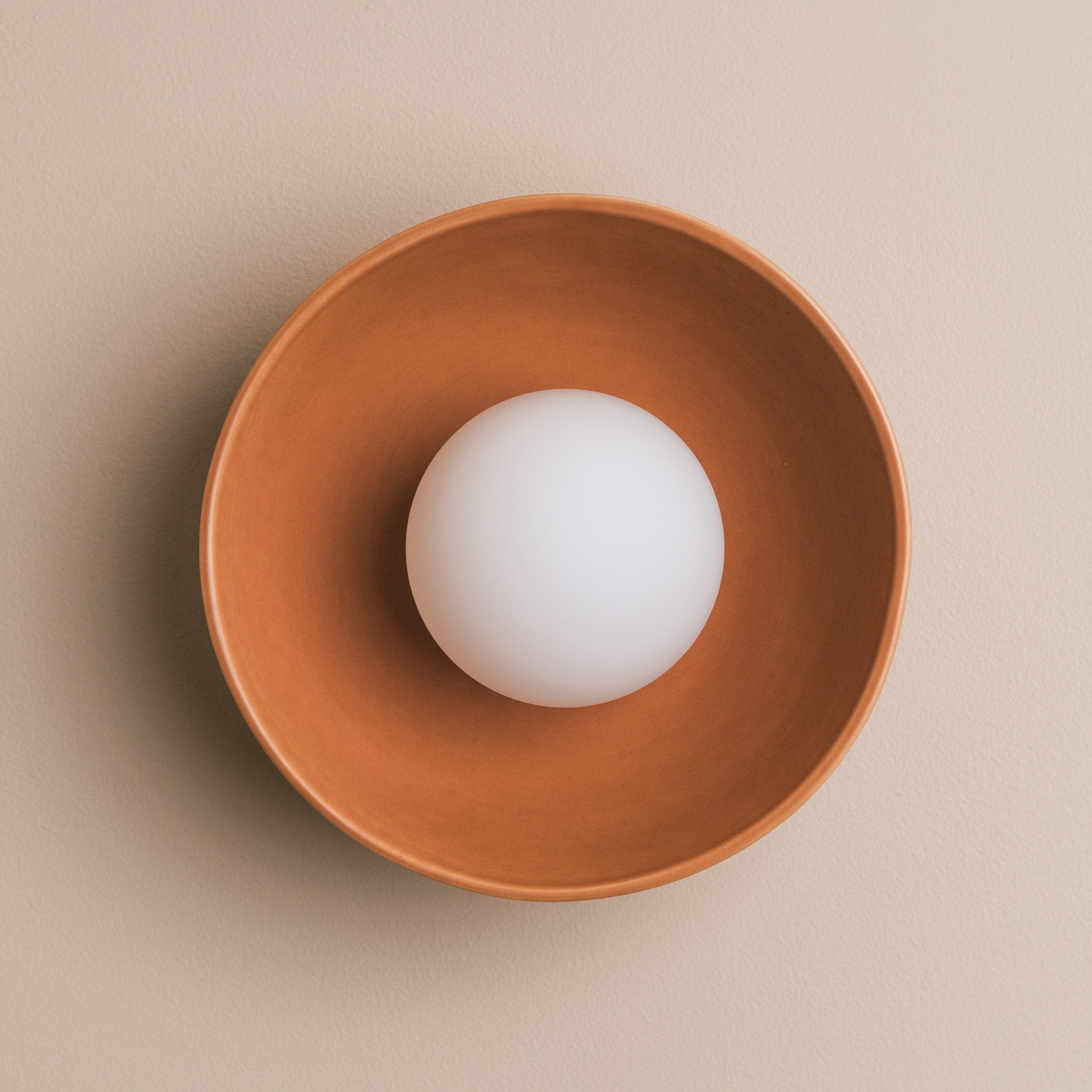 Terracotta Small Dawn Wall Light in Ceramic and Oak