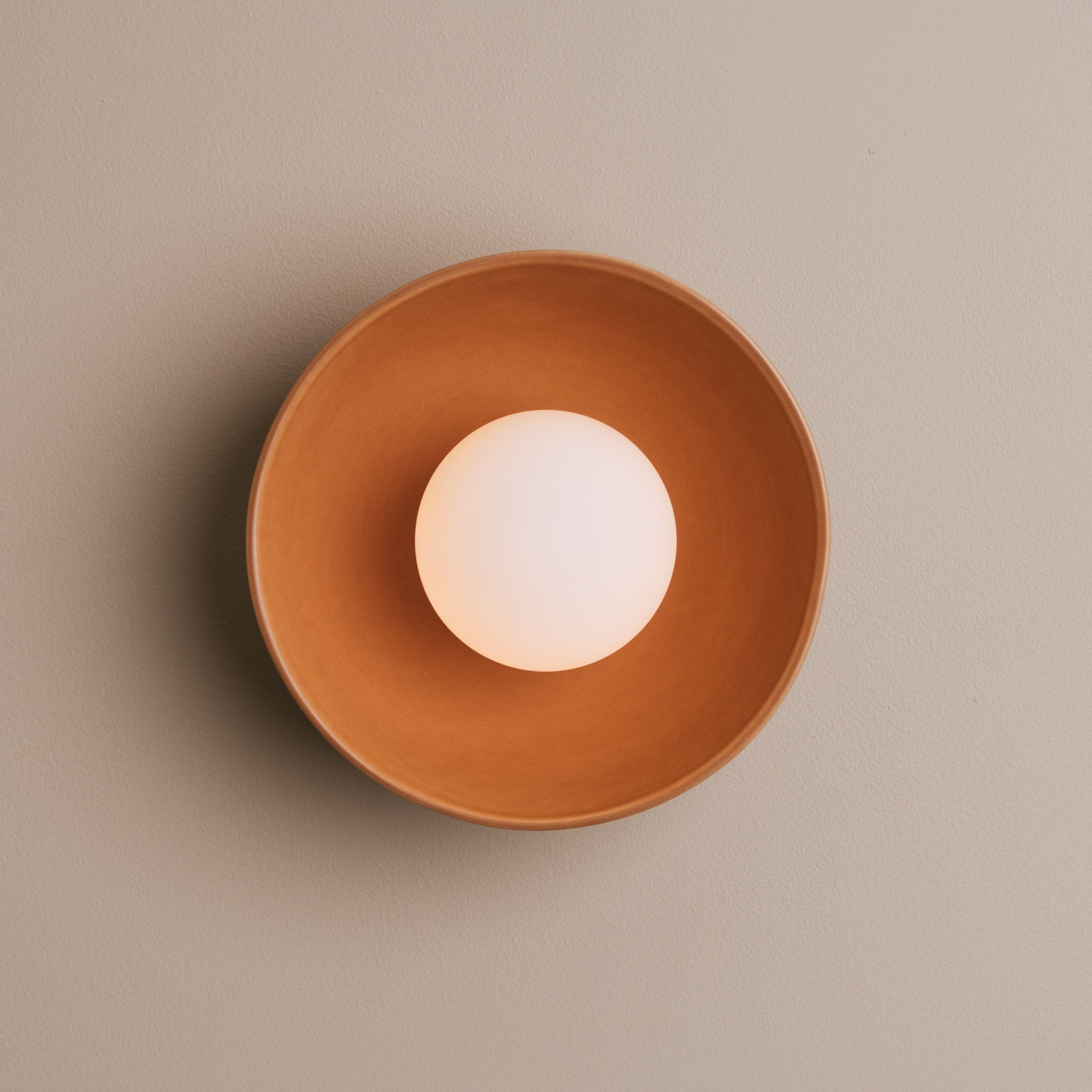 Terracotta Small Dawn Wall Light in Ceramic and Oak