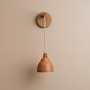 Small Element Hanging Wall Light in Ceramic and Oak - Terracotta