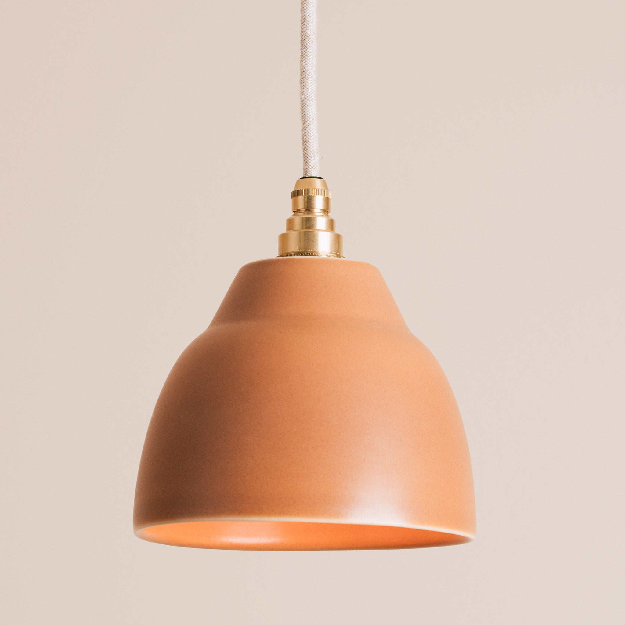 Small Terracotta Element Pendant Light in Ceramic and Brass/Nickel