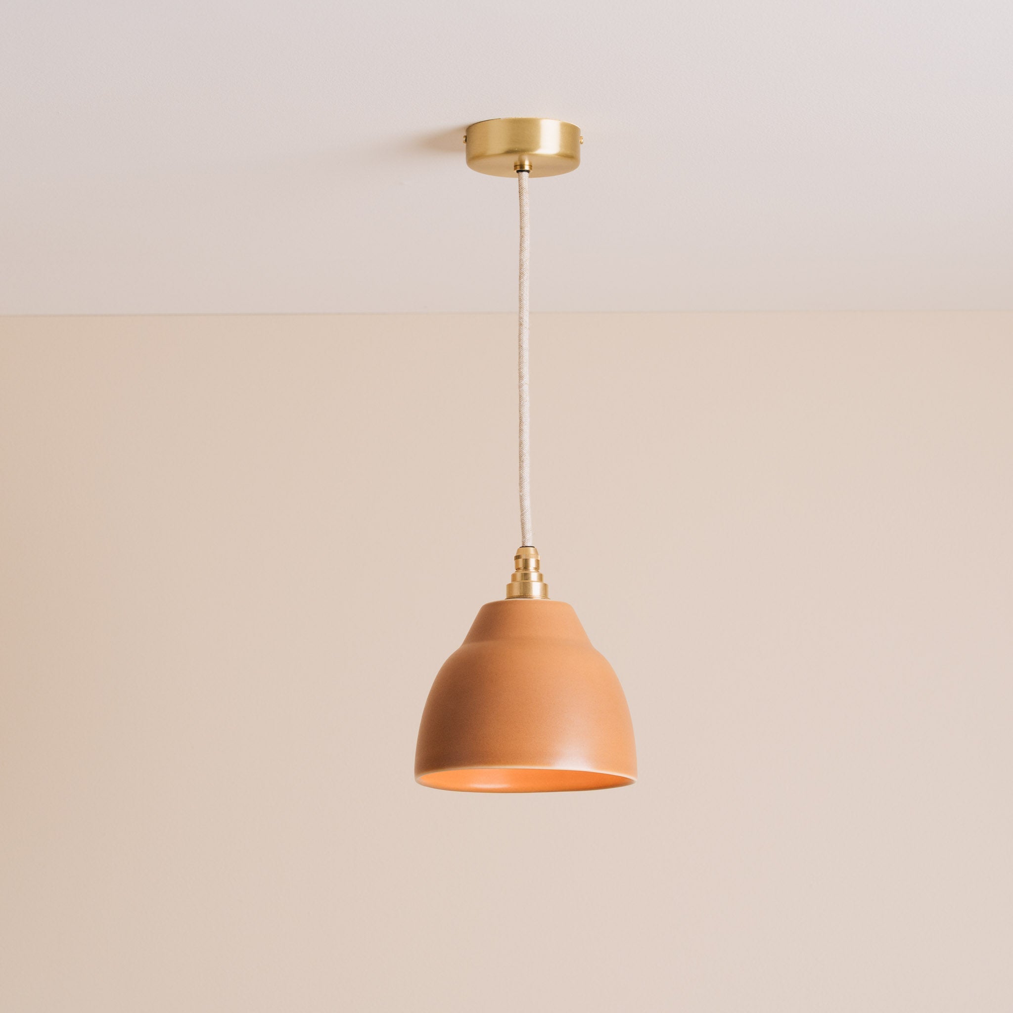 Small Terracotta Element Pendant Light in Ceramic and Brass/Nickel