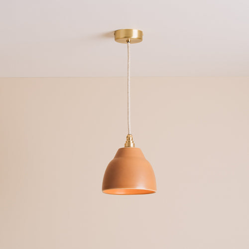 Small Terracotta Element Pendant Light in Ceramic and Brass/Nickel