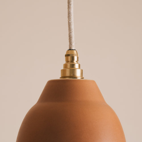 Small Terracotta Element Pendant Light in Ceramic and Brass/Nickel