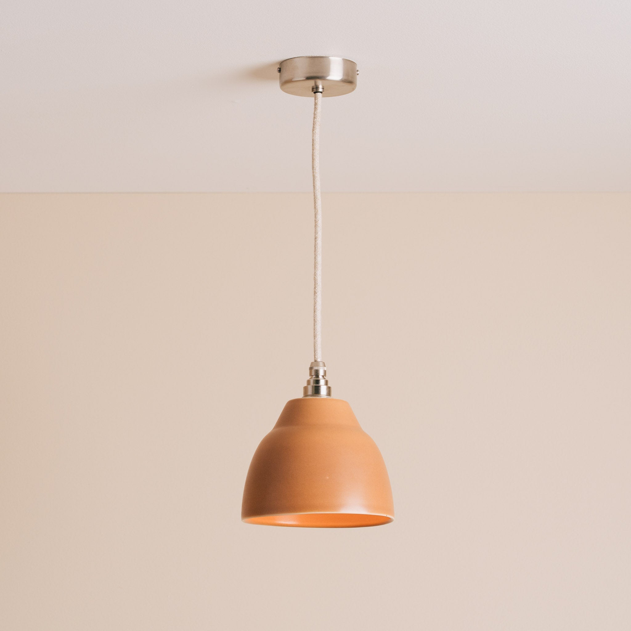 Small Terracotta Element Pendant Light in Ceramic and Brass/Nickel