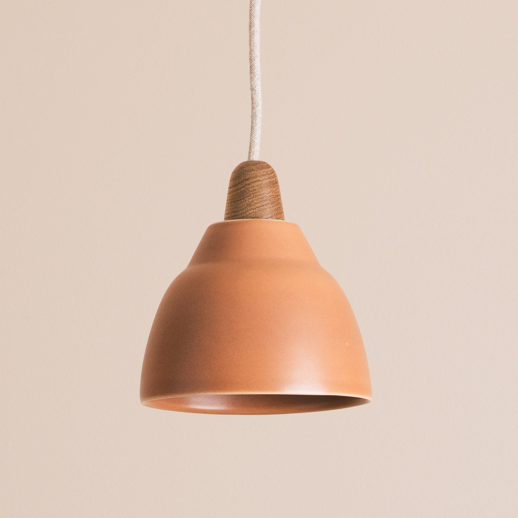 Small Terracotta Element Light in Ceramic and Oak