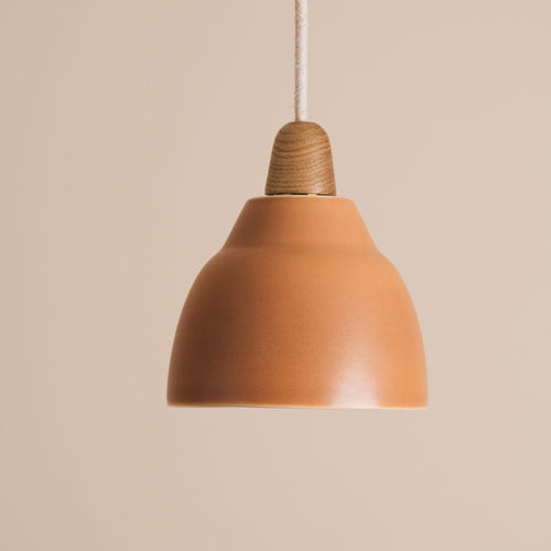 Small Terracotta Element Light in Ceramic and Oak