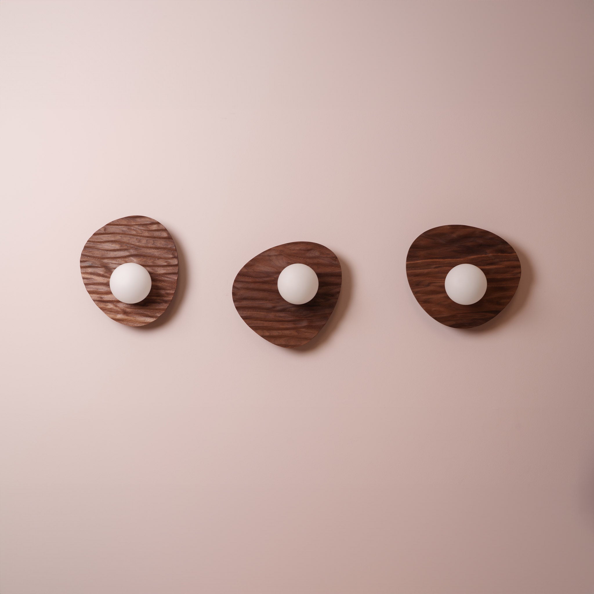 Set of 3 Towan Wall Light in Solid Oak/Walnut