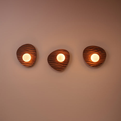 Set of 3 Towan Wall Light in Solid Oak/Walnut