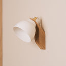 White Element Wall Light in Ceramic and Oak