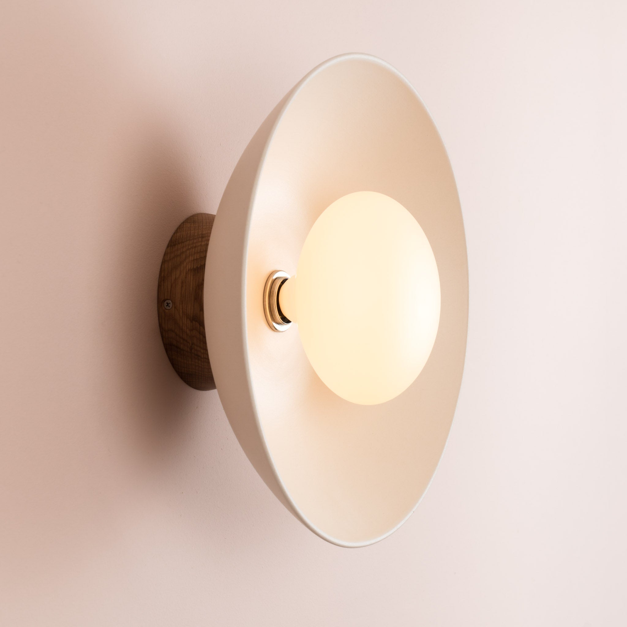White Dawn Wall Light Sconce in Ceramic and Oak