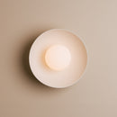 White Dawn Wall Light Sconce in Ceramic and Oak