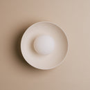 White Dawn Wall Light Sconce in Ceramic and Oak