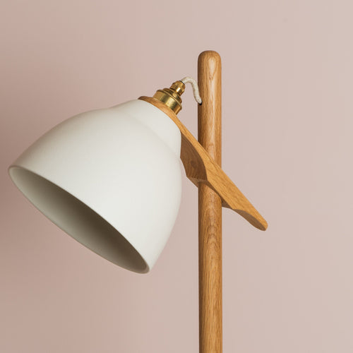 White Element Floor Lamp in Solid Oak Wood and Ceramic