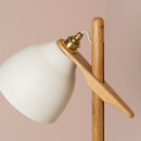 White Element Floor Lamp in Solid Oak Wood and Ceramic