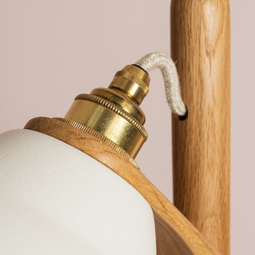 White Element Floor Lamp in Solid Oak Wood and Ceramic
