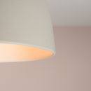 White Element Flush Mount Ceiling Light in Ceramic and Oak