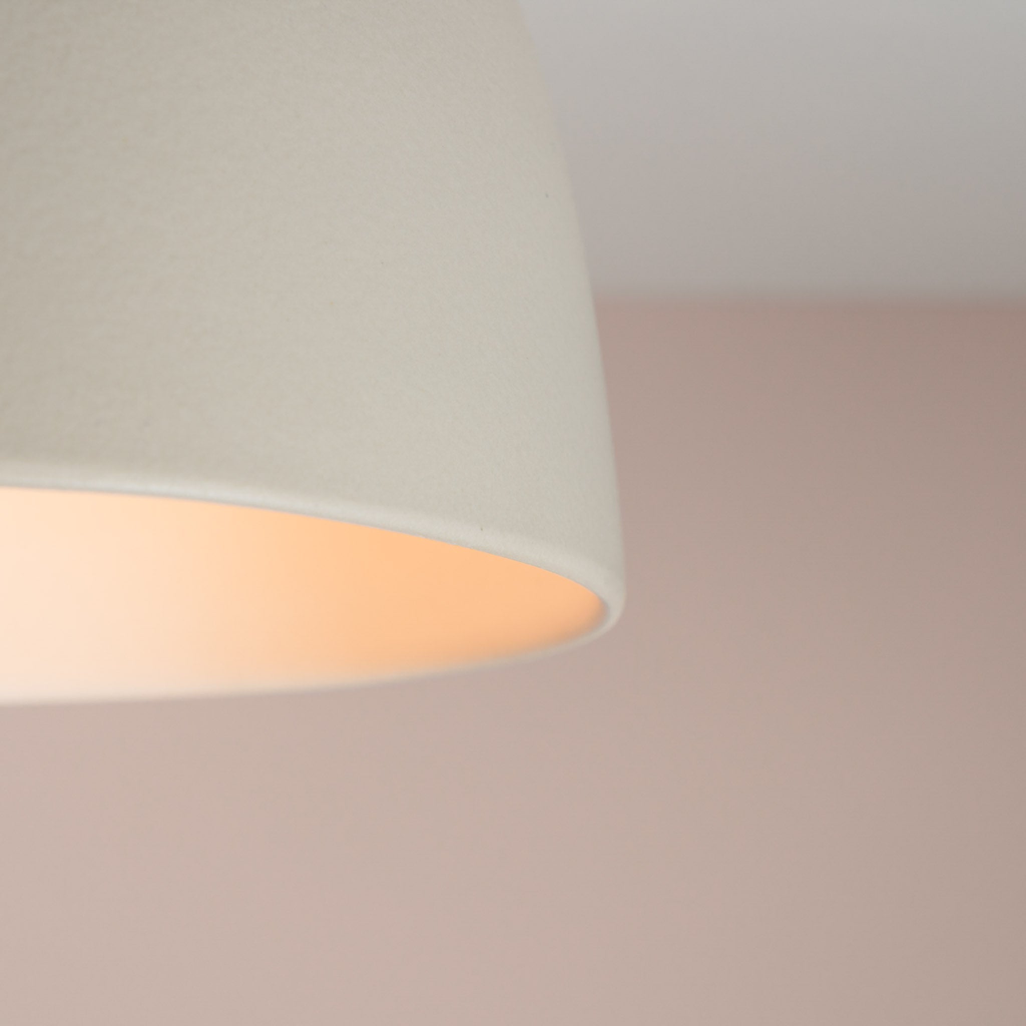 White Element Flush Mount Ceiling Light in Ceramic and Oak