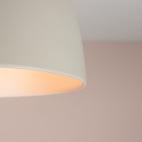 White Element Flush Mount Ceiling Light in Ceramic and Oak