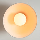 White Element Flush Mount Ceiling Light in Ceramic and Oak