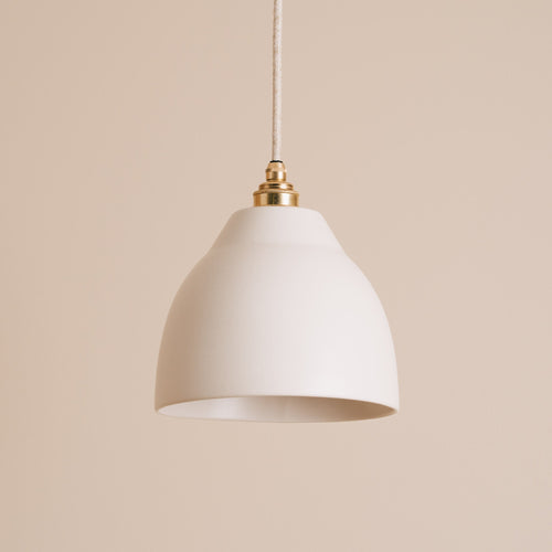 White Element Pendant Light in Ceramic and Brass/Nickel