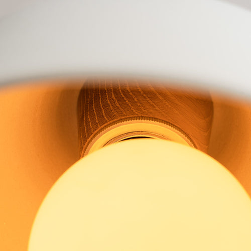 White Element Pendant Light in Ceramic and Oak