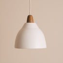 White Element Pendant Light in Ceramic and Oak