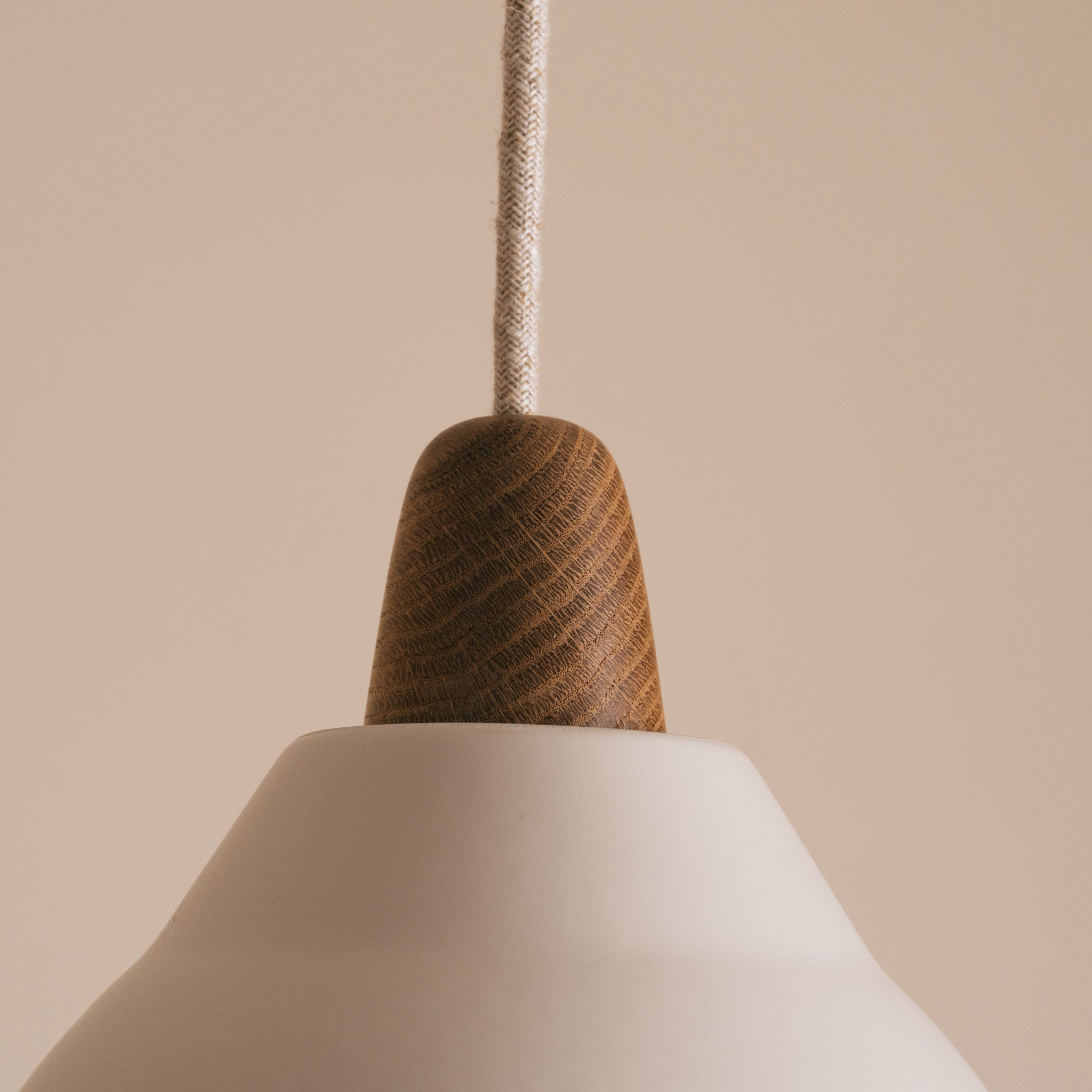White Element Pendant Light in Ceramic and Oak