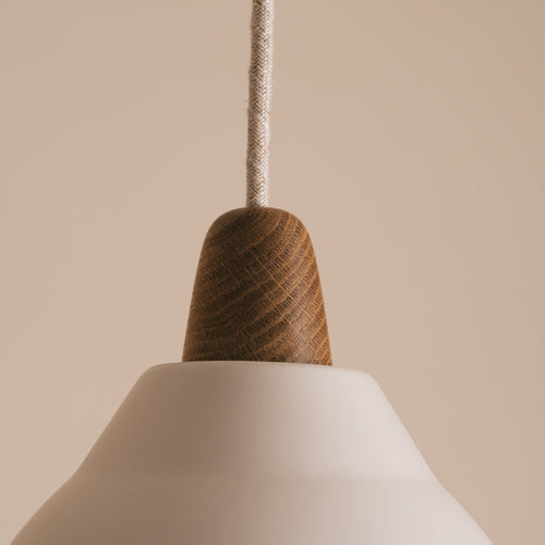 White Element Pendant Light in Ceramic and Oak