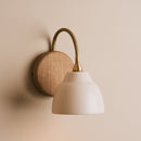 White Flex Wall Light in Brass/Nickel, Ceramic and Oak - Small Element