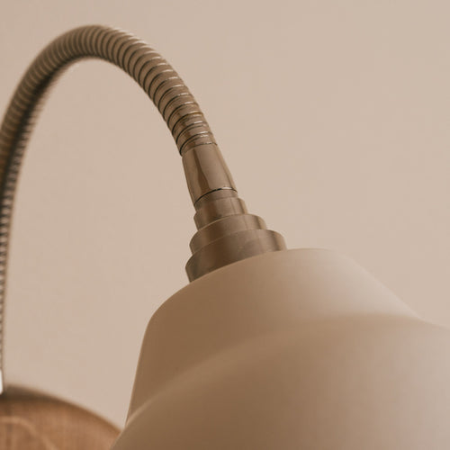 White Flex Wall Light in Brass/Nickel, Ceramic and Oak - Small Element