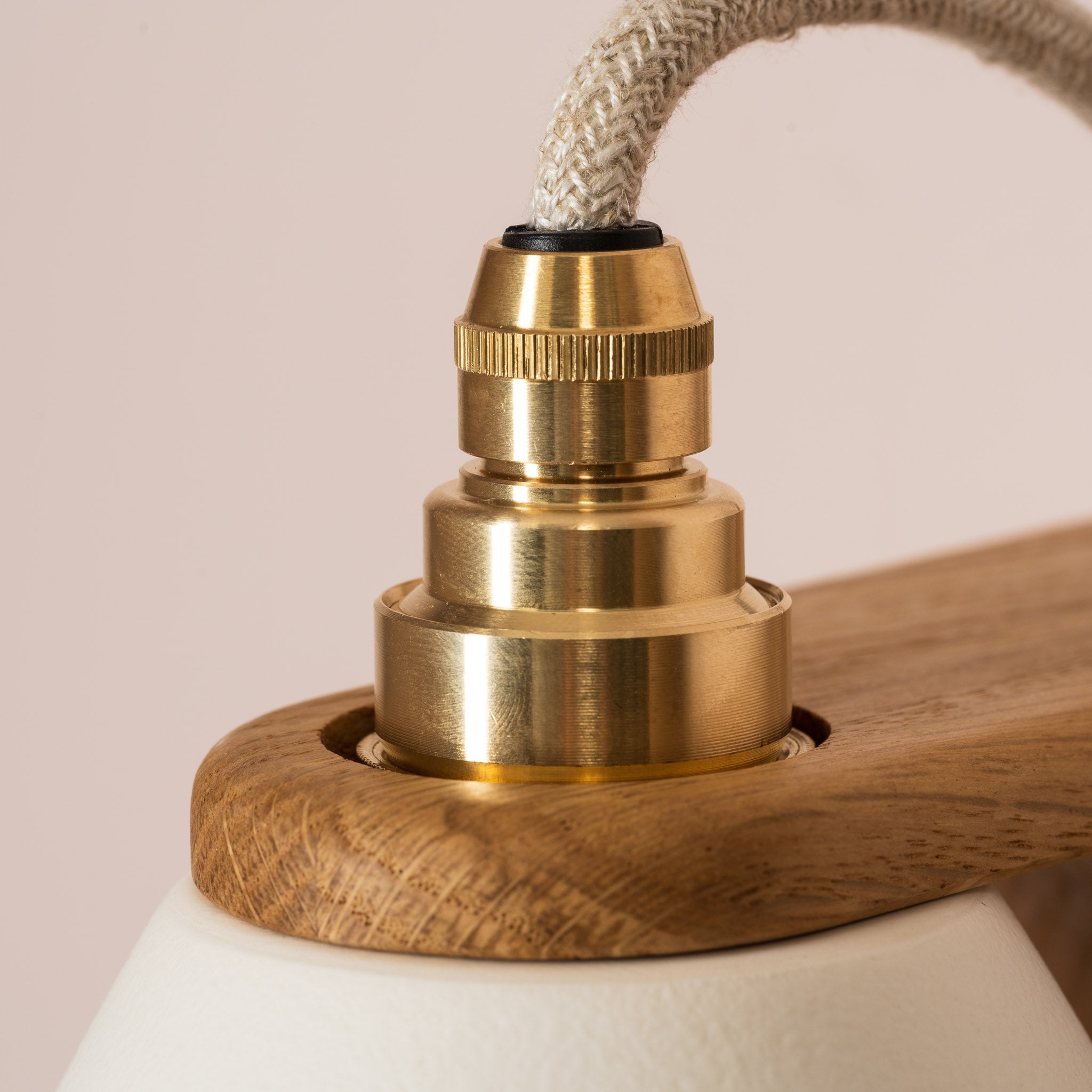White Right-Angle Element Wall Light in Ceramic and Oak