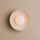 White Small Dawn Wall Light in Ceramic and Oak