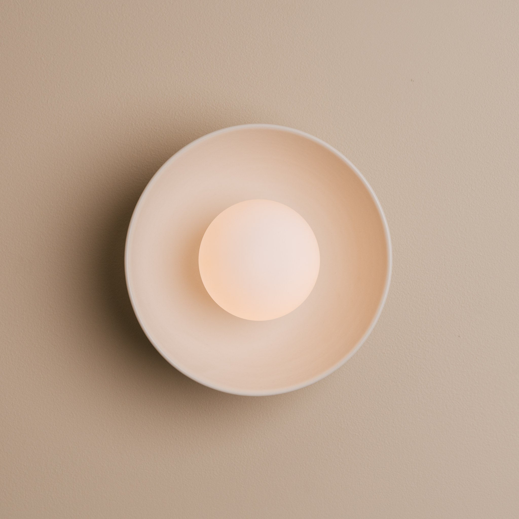 White Small Dawn Wall Light in Ceramic and Oak