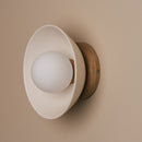 White Small Dawn Wall Light in Ceramic and Oak