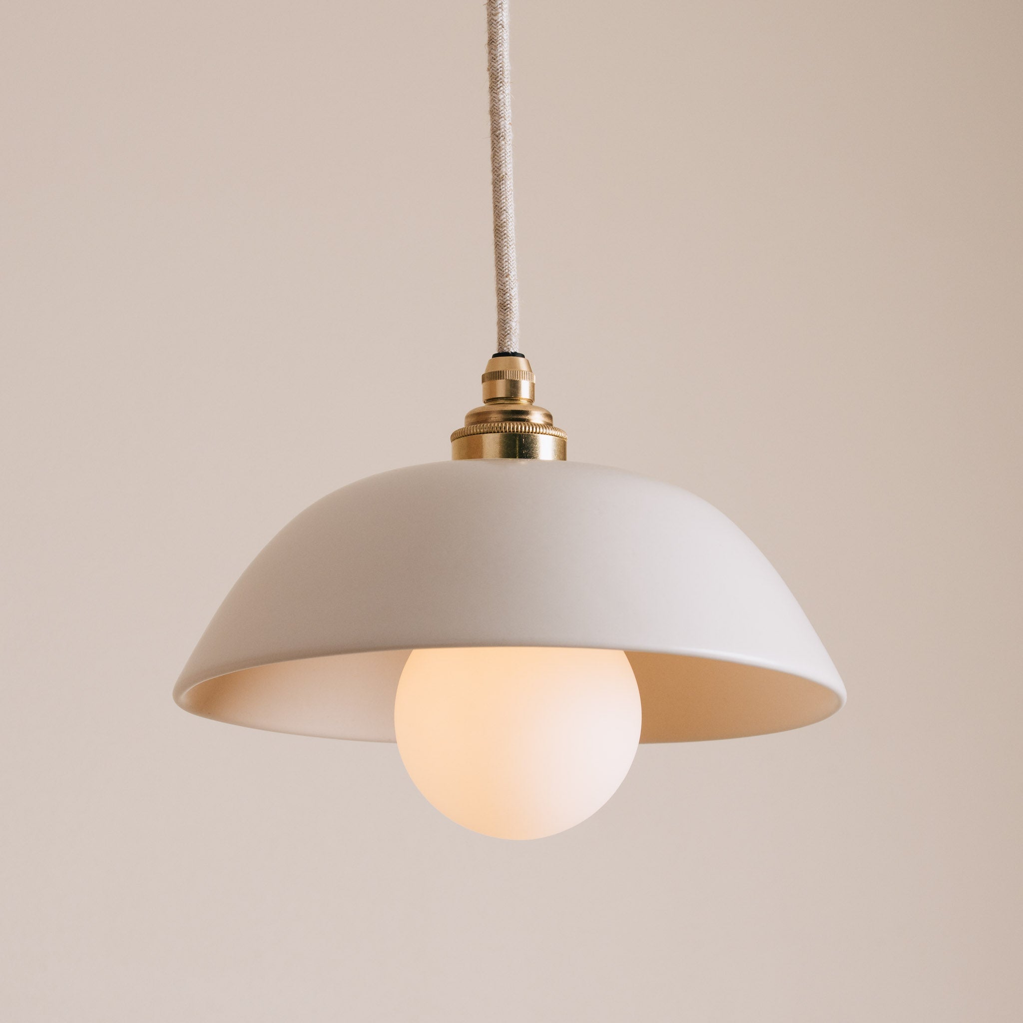 White Small Dusk Ceramic Lamp Shade and Pendant Set