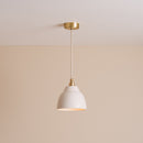 Small White Element Pendant Light in Ceramic and Brass/Nickel