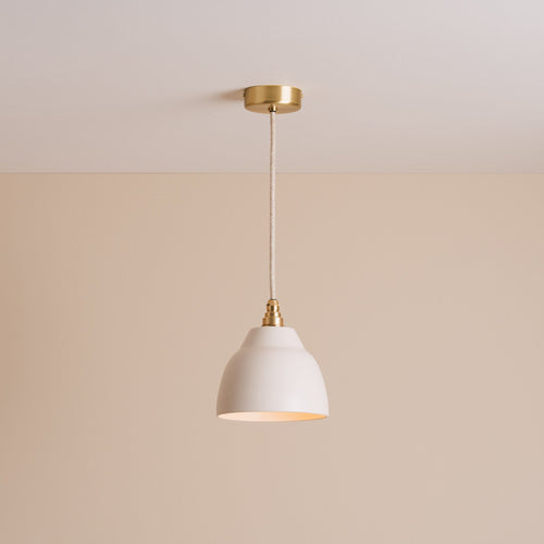 Small White Element Pendant Light in Ceramic and Brass/Nickel