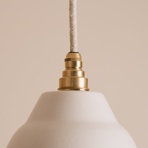 Small White Element Pendant Light in Ceramic and Brass/Nickel