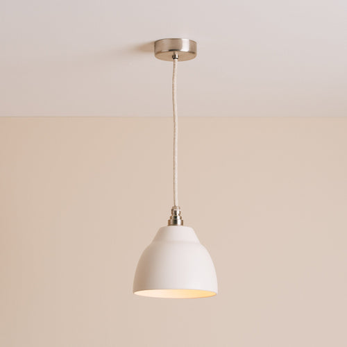 Small White Element Pendant Light in Ceramic and Brass/Nickel
