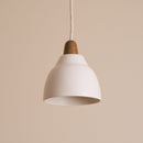 Small White Element Pendant Light in Ceramic and Oak